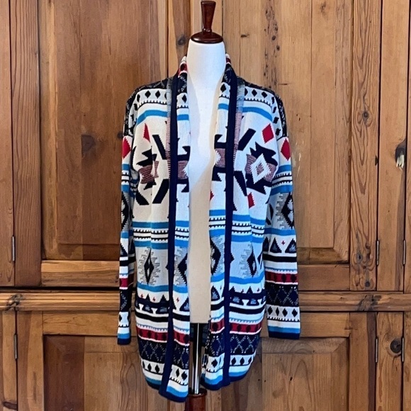Forever 21 Quality Aztec Shawl Collar Open Cardigan Sz. S - Picture 1 of 17